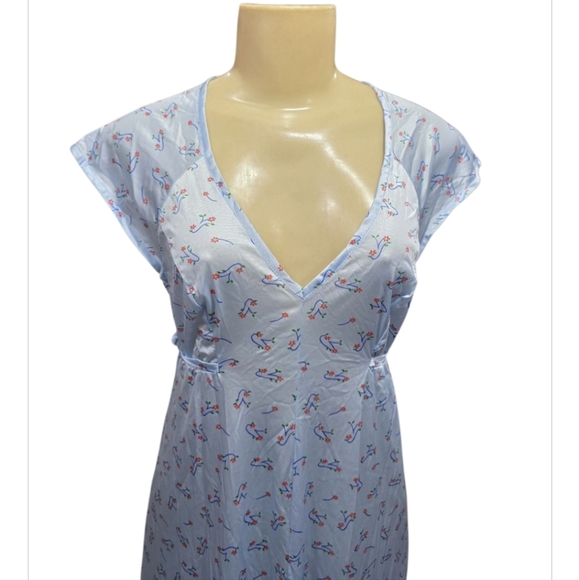 Vintage Vassarette Nightgown Long Maxi Light Blue Floral Nylon Size S - Picture 2 of 9